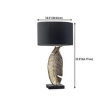 Stylish Black Drum Shade Chic Feather Base Table Lamp #size