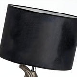 Stylish Black Drum Shade Chic Feather Base Table Lamp Image - 9