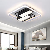 Stylish Black Dual Rectangle LED Flush Mount Light Image - 1