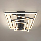 Stylish Black Four Rectangle Semi-Flush Mount Light Image - 11