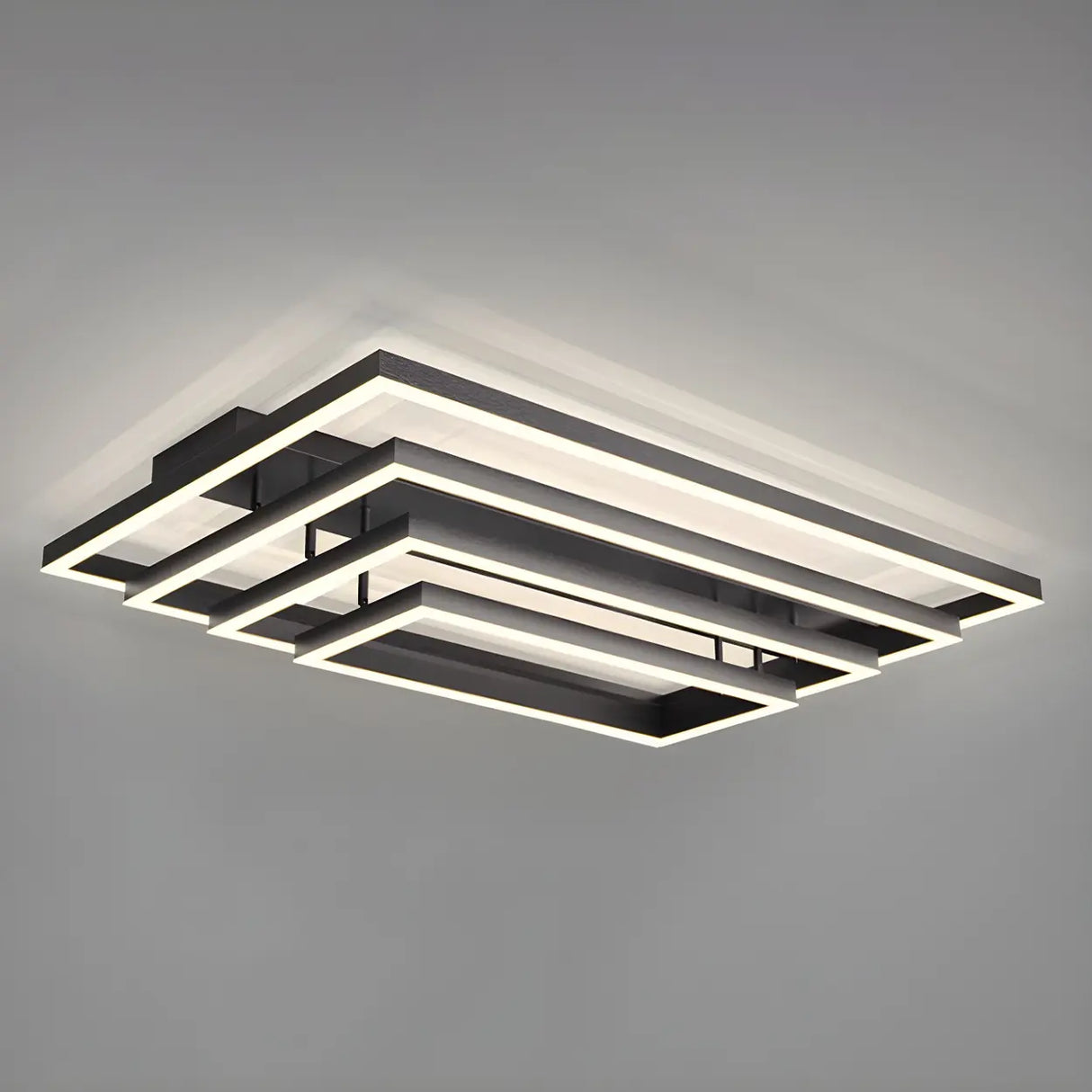 Stylish Black Four Rectangle Semi-Flush Mount Light Image - 13