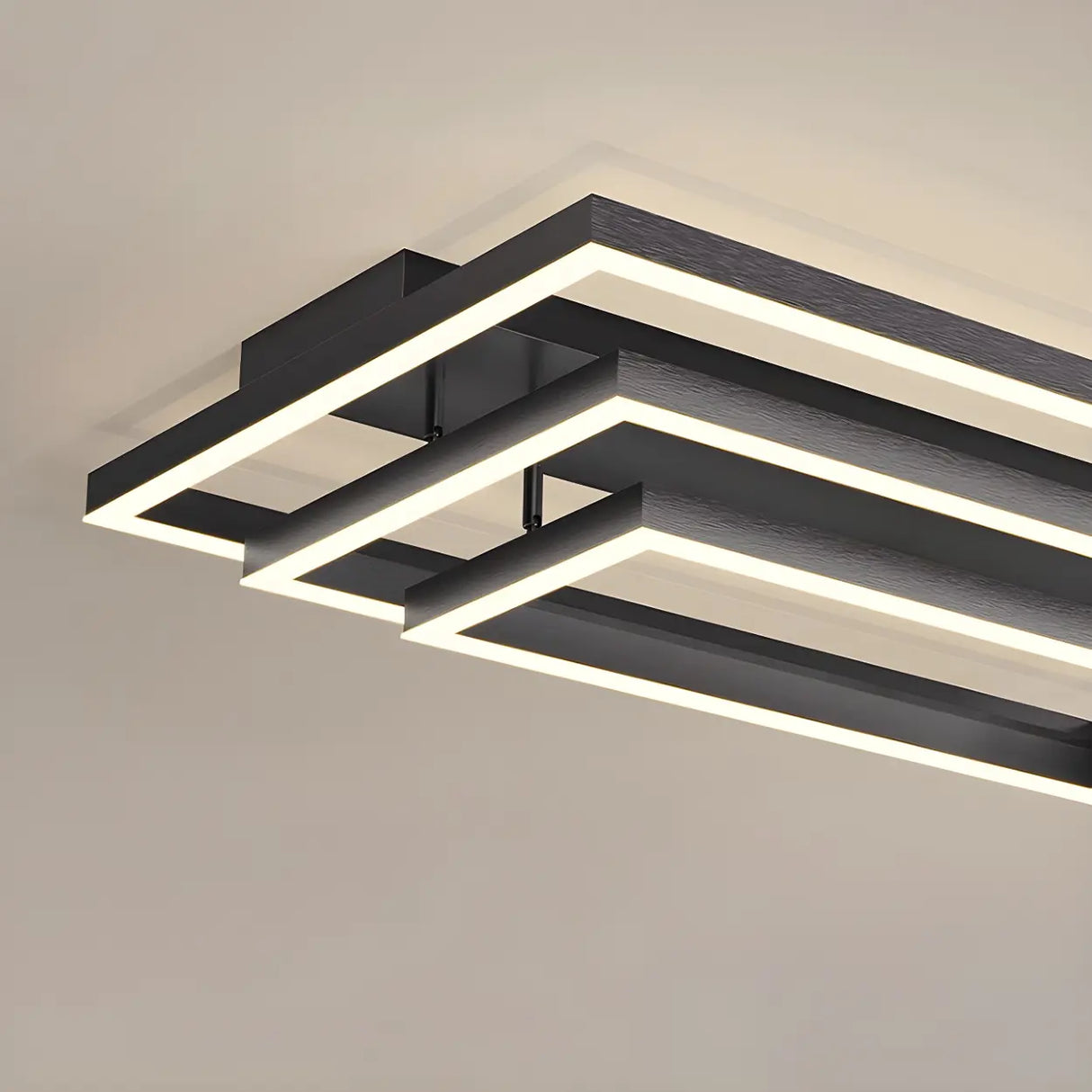 Stylish Black Four Rectangle Semi-Flush Mount Light Image - 15