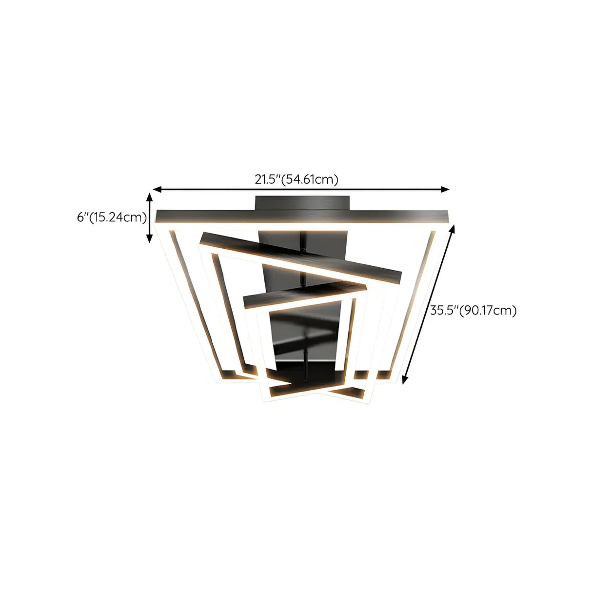 Stylish Black Four Rectangle Semi-Flush Mount Light 