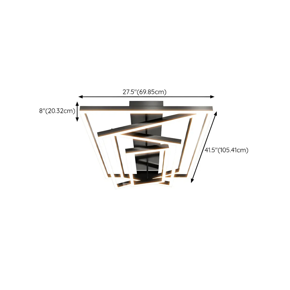 Stylish Black Four Rectangle Semi-Flush Mount Light Image - 18