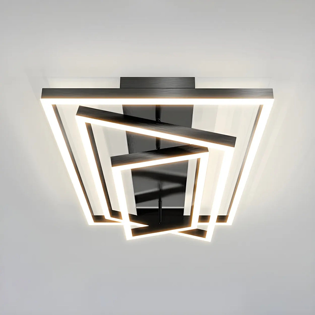 Stylish Black Four Rectangle Semi-Flush Mount Light Image - 2