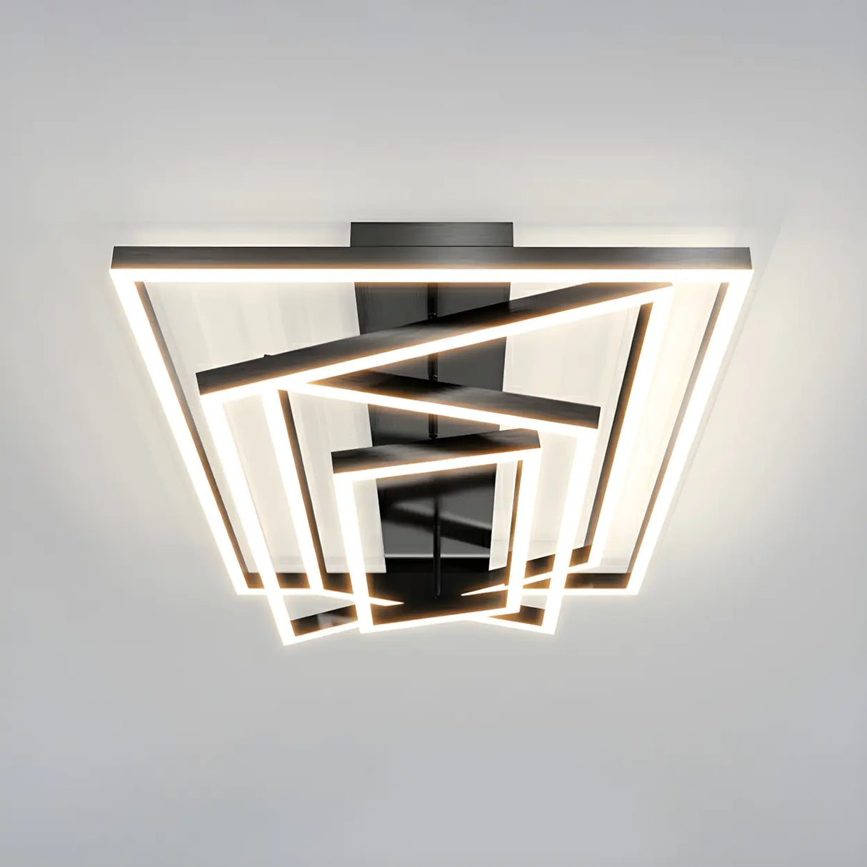 Stylish Black Four Rectangle Semi-Flush Mount Light Image - 5