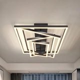 Stylish Black Four Rectangle Semi-Flush Mount Light Image - 8