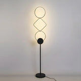 Stylish Black Geometric Acrylic Floor Lamp with Shelf Image - 3