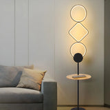 Stylish Black Geometric Acrylic Floor Lamp with Shelf Image - 4