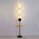 Stylish Black Geometric Acrylic Floor Lamp with Shelf Image - 5