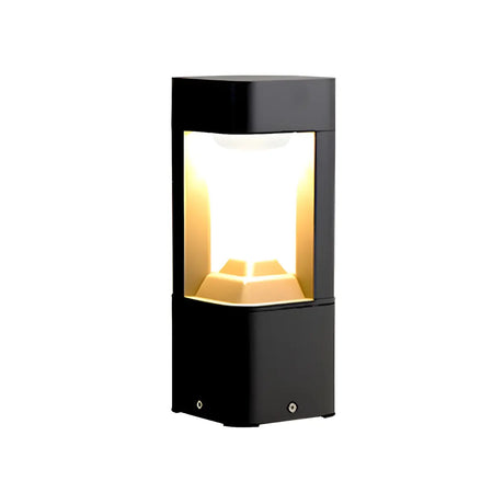 Stylish Black Hollow Geometric LED Outdoor Path Lamp Image - 2