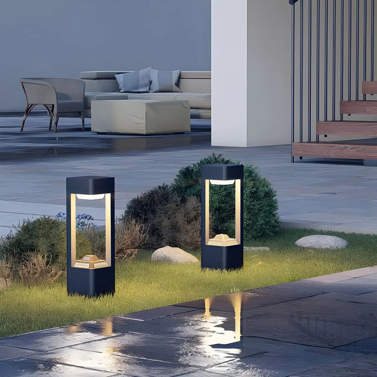 Stylish Black Hollow Geometric LED Outdoor Path Lamp Image - 6