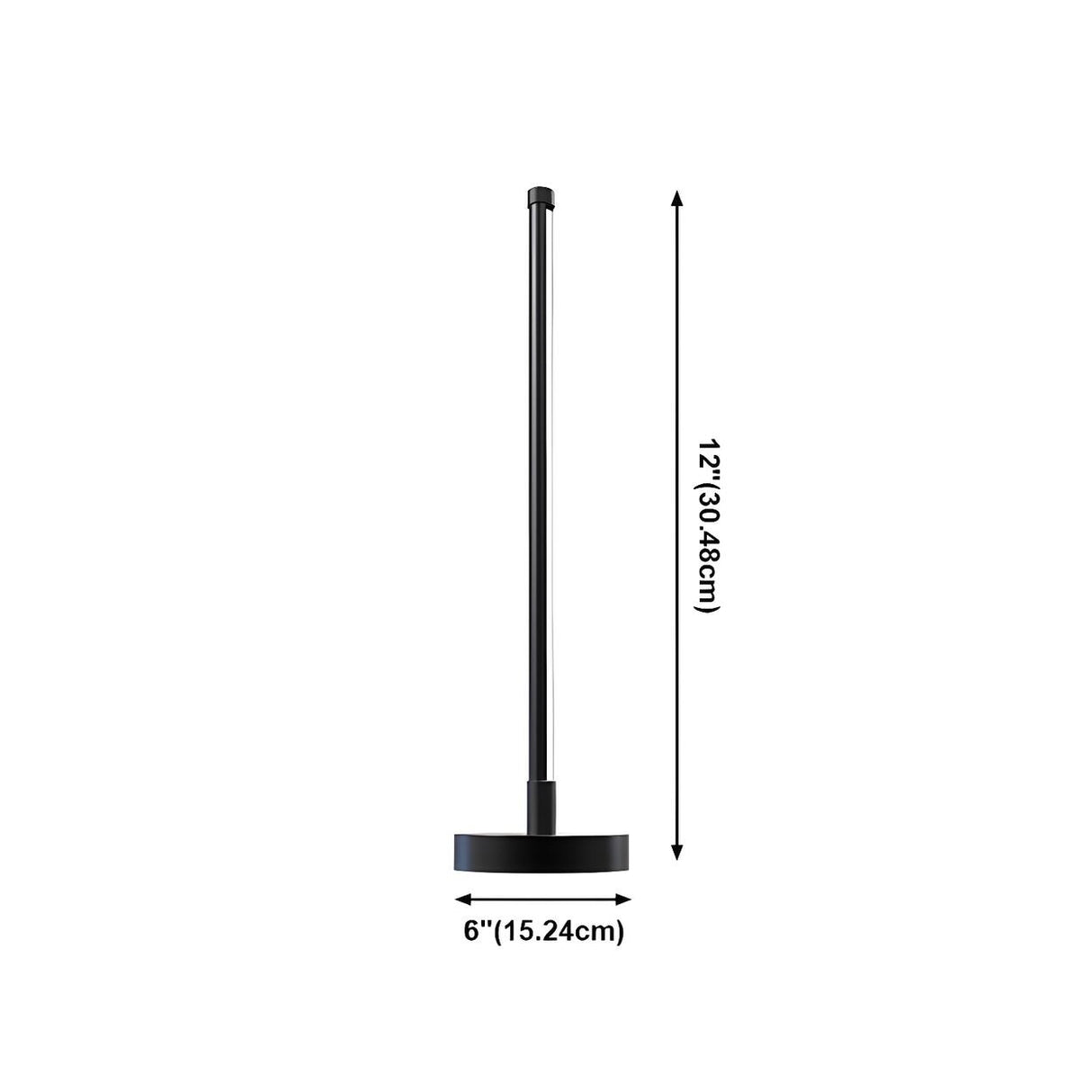 Stylish Black Linear Candle Cordless Metal Table Lamp 