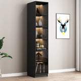 Stylish Black Living Room Glass Door Display Cabinet Image - 10