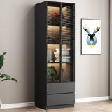 Stylish Black Living Room Glass Door Display Cabinet Image - 11