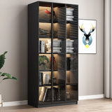 Stylish Black Living Room Glass Door Display Cabinet Image - 12