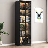 Stylish Black Living Room Glass Door Display Cabinet Image - 14