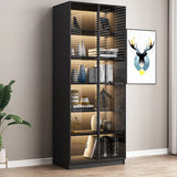 Stylish Black Living Room Glass Door Display Cabinet Image - 15