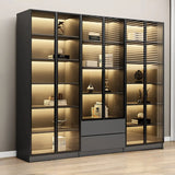 Stylish Black Living Room Glass Door Display Cabinet Image - 3