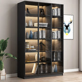 Stylish Black Living Room Glass Door Display Cabinet Image - 8