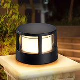 Stylish Black Metal Cylinder Post Outdoor Table Lamp Image - 1