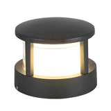 Stylish Black Metal Cylinder Post Outdoor Table Lamp Image - 10