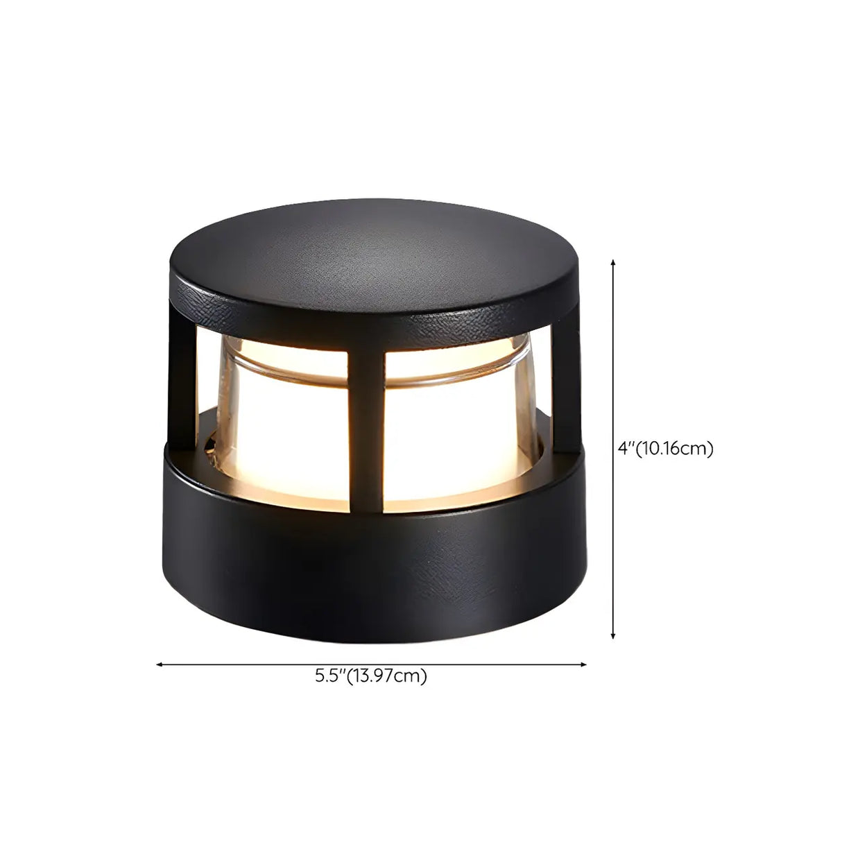 Stylish Black Metal Cylinder Post Outdoor Table Lamp 