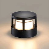 Stylish Black Metal Cylinder Post Outdoor Table Lamp Image - 9