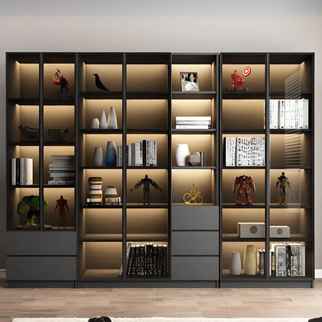 Stylish Black Metal Large Multi-Shelf Display Cabinet Image - 1