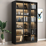 Stylish Black Metal Large Multi-Shelf Display Cabinet Image - 11