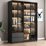 Stylish Black Metal Large Multi-Shelf Display Cabinet Image - 18