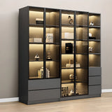 Stylish Black Metal Large Multi-Shelf Display Cabinet Image - 24