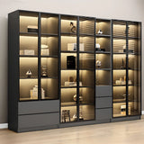 Stylish Black Metal Large Multi-Shelf Display Cabinet Image - 25