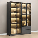 Stylish Black Metal Large Multi-Shelf Display Cabinet Image - 26