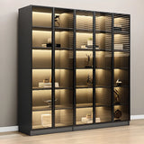 Stylish Black Metal Large Multi-Shelf Display Cabinet Image - 28