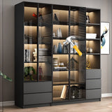 Stylish Black Metal Large Multi-Shelf Display Cabinet Image - 3