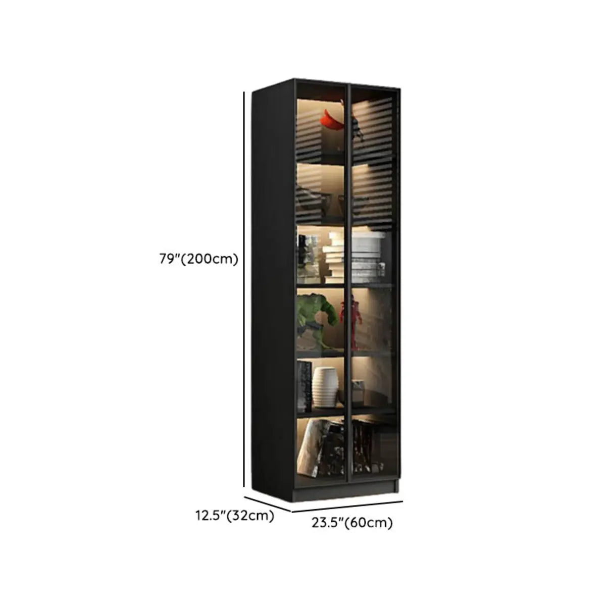 Stylish Black Metal Large Multi-Shelf Display Cabinet Image - 30