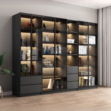 Stylish Black Metal Large Multi-Shelf Display Cabinet Image - 5