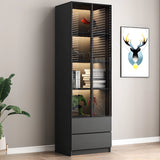 Stylish Black Metal Large Multi-Shelf Display Cabinet Image - 9