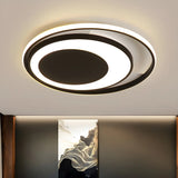 Stylish Black Metal Round LED Flush Mount Ceiling Light Image - 1