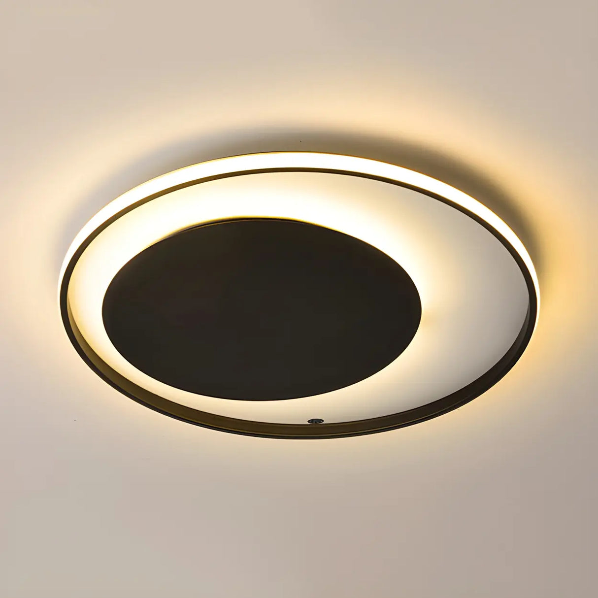 Stylish Black Metal Round LED Flush Mount Ceiling Light Image - 7