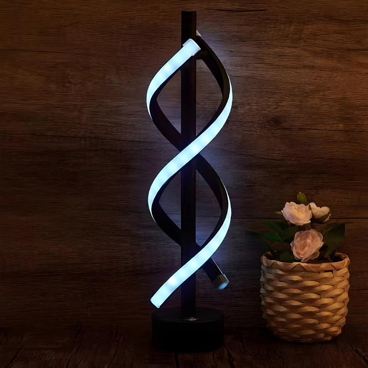 Stylish Black Modern Dual Lights Spiral LED Table Lamp Image - 16