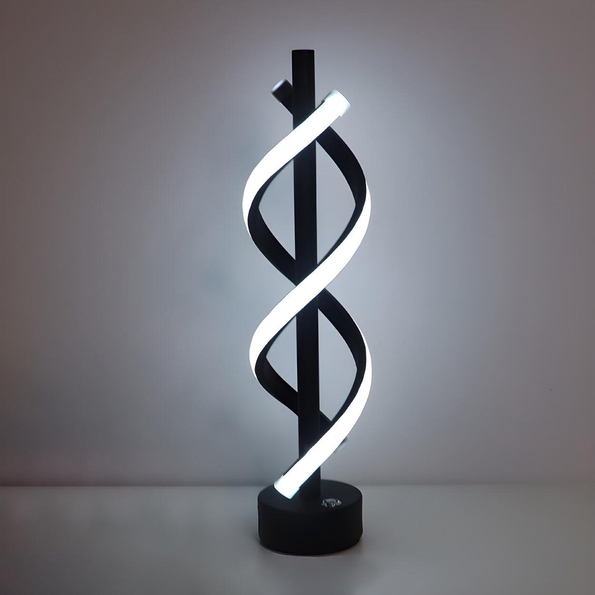 Stylish Black Modern Dual Lights Spiral LED Table Lamp Image - 2