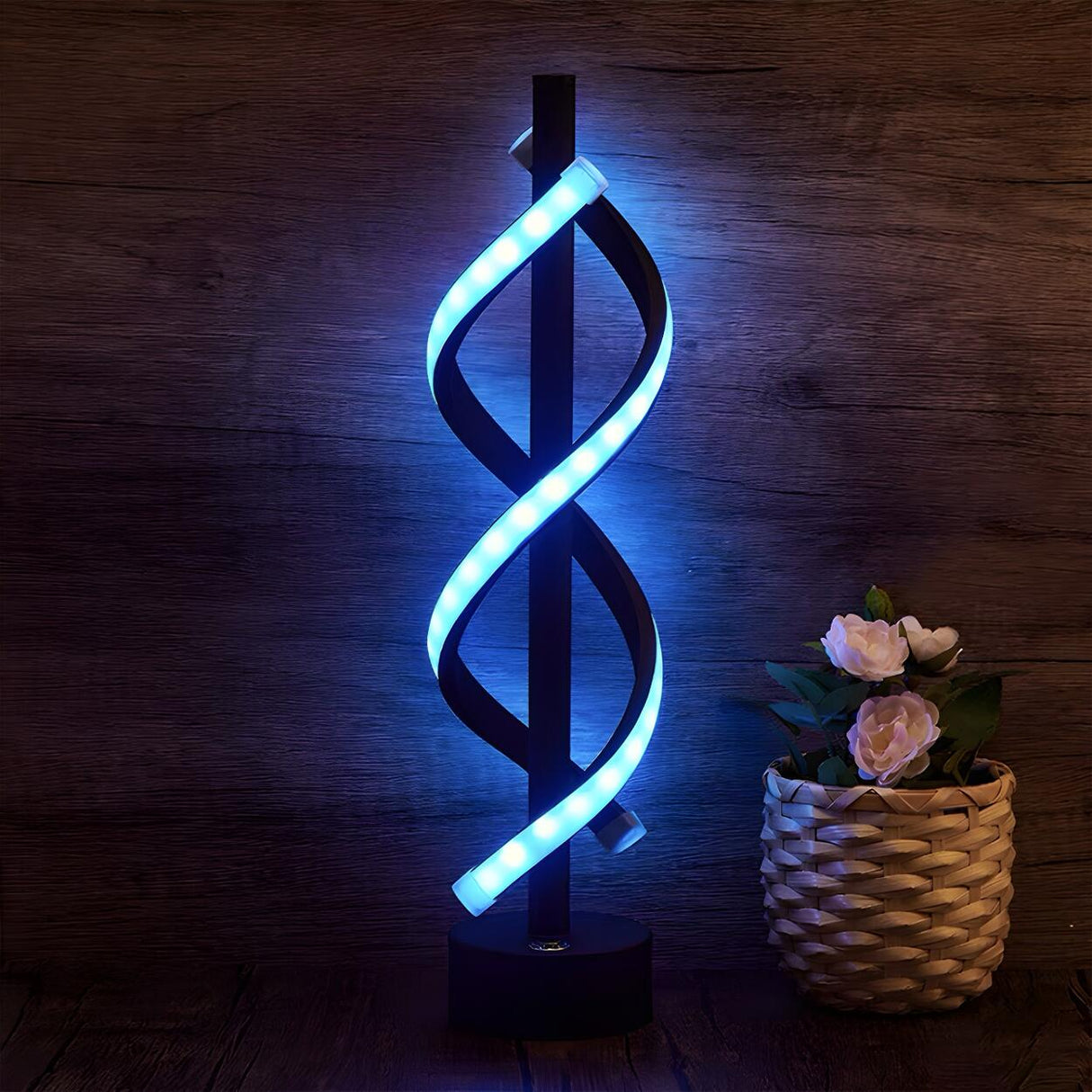 Stylish Black Modern Dual Lights Spiral LED Table Lamp Image - 5