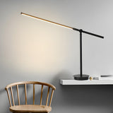 Stylish Black Modern Linear Metal Bedroom Table Lamp Image - 1