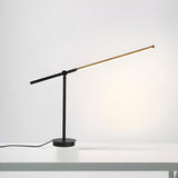 Stylish Black Modern Linear Metal Bedroom Table Lamp Image - 12