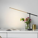 Stylish Black Modern Linear Metal Bedroom Table Lamp Image - 3