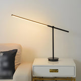 Stylish Black Modern Linear Metal Bedroom Table Lamp Image - 5