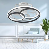 Stylish Black Multi-Ring LED Ceiling Fan with Light Image - 1