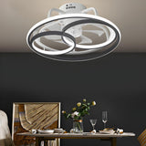 Stylish Black Multi-Ring LED Ceiling Fan with Light Image - 2